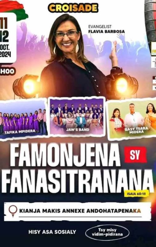 CROISADE FAMONJENA SY FANASITRANANA - Miaraka amin'ny evanjelistra Flavia Barbosa